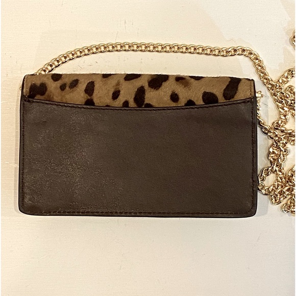 NWOT Lauren Ralph Lauren Leather Calf Hair Leopard Chain Crossbody Tech Bag $225 - Picture 11 of 15